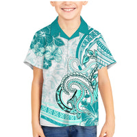 Polynesia Paisley Family Matching Mermaid Dress and Hawaiian Shirt Mix Teal Polynesian Pattern LT05 Son's Shirt Teal - Polynesian Pride