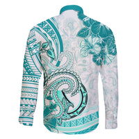 Polynesia Paisley Family Matching Off Shoulder Short Dress and Hawaiian Shirt Mix Teal Polynesian Pattern LT05 - Polynesian Pride