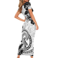 Polynesia Paisley Family Matching Short Sleeve Bodycon Dress and Hawaiian Shirt Mix White Polynesian Pattern LT05 - Polynesian Pride