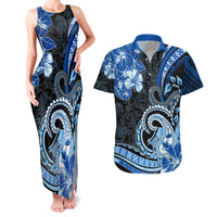 Polynesia Paisley Couples Matching Tank Maxi Dress and Hawaiian Shirt Mix Blue Polynesian Pattern LT05 Blue - Polynesian Pride