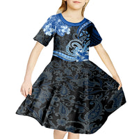Polynesia Paisley Kid Short Sleeve Dress Mix Blue Polynesian Pattern LT05 - Polynesian Pride