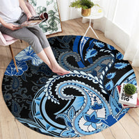 Polynesia Paisley Round Carpet Mix Blue Polynesian Pattern