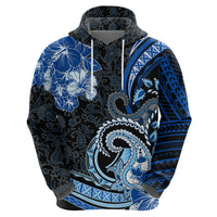 Polynesia Paisley Zip Hoodie Mix Blue Polynesian Pattern LT05 - Polynesian Pride