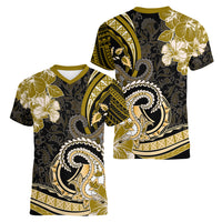 Polynesia Paisley Women V Neck T Shirt Mix Gold Polynesian Pattern LT05 - Polynesian Pride