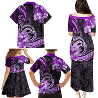 Polynesia Paisley Family Matching Puletasi and Hawaiian Shirt Mix Purple Polynesian Pattern LT05 - Polynesian Pride