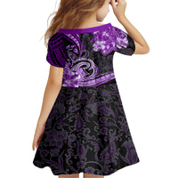 Polynesia Paisley Kid Short Sleeve Dress Mix Purple Polynesian Pattern LT05 - Polynesian Pride