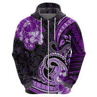 Polynesia Paisley Zip Hoodie Mix Purple Polynesian Pattern LT05 - Polynesian Pride