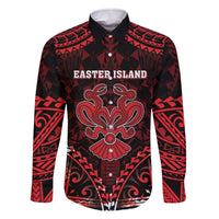 Personalised Easter Island Family Matching Off The Shoulder Long Sleeve Dress and Hawaiian Shirt Polynesian Pattern Emblem LT05 Dad's Shirt - Long Sleeve Black - Polynesian Pride