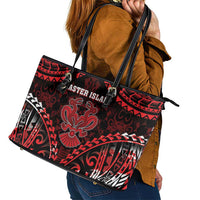 Easter Island Leather Tote Bag Polynesian Pattern Emblem