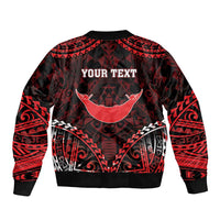 Personalised Easter Island Sleeve Zip Bomber Jacket Polynesian Pattern Emblem