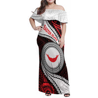 Easter Island Family Matching Off Shoulder Maxi Dress and Hawaiian Shirt Moai Statues Polynesian Style