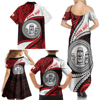 Easter Island Family Matching Summer Maxi Dress and Hawaiian Shirt Moai Statues Polynesian Style