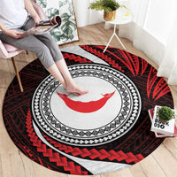 Easter Island Round Carpet Moai Statues Polynesian Style