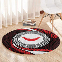 Easter Island Round Carpet Moai Statues Polynesian Style