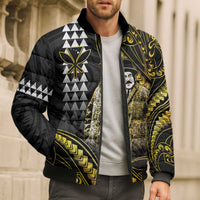 Hawaii Kuhio The Citizen Prince Bomber Puffer Jacket Gold Polynesian Tribal Tattoo