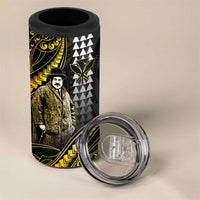 Hawaii Kuhio The Citizen Prince 4 in 1 Can Cooler Tumbler Gold Polynesian Tribal Tattoo