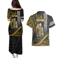 Hawaii Kuhio The Citizen Prince Couples Matching Puletasi and Hawaiian Shirt Gold Polynesian Tribal Tattoo LT05 - Polynesian Pride