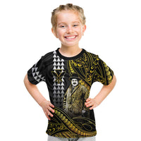 Hawaii Kuhio The Citizen Prince Kid T Shirt Gold Polynesian Tribal Tattoo