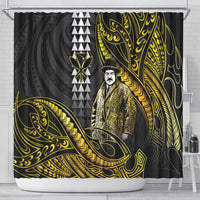 Hawaii Kuhio The Citizen Prince Shower Curtain Gold Polynesian Tribal Tattoo