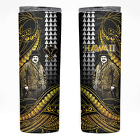 Hawaii Kuhio The Citizen Prince Skinny Tumbler Gold Polynesian Tribal Tattoo LT05 Gold - Polynesian Pride