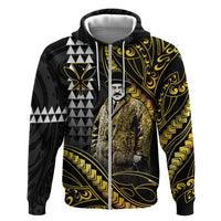 Hawaii Kuhio The Citizen Prince Zip Hoodie Gold Polynesian Tribal Tattoo
