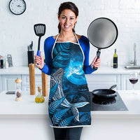 New Zealand Matariki Apron Maori Koru With Humpback Whale Blue