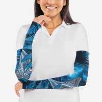 New Zealand Matariki Arm Sleeves Maori Koru With Humpback Whale Blue