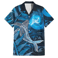 New Zealand Matariki Family Matching Puletasi and Hawaiian Shirt Maori Koru With Humpback Whale Blue LT05 Dad's Shirt - Short Sleeve Blue - Polynesian Pride
