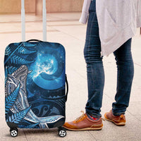 New Zealand Matariki Luggage Cover Maori Koru With Humpback Whale Blue