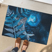 New Zealand Matariki Rubber Doormat Maori Koru With Humpback Whale Blue