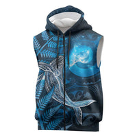 New Zealand Matariki Sleeveless Zip Hoodie Maori Koru With Humpback Whale Blue