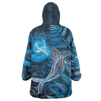 New Zealand Matariki Wearable Blanket Hoodie Maori Koru With Humpback Whale Blue
