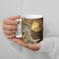 New Zealand Matariki Ceramic Mug Maori Koru With Humpback Whale Gold