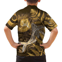 New Zealand Matariki Family Matching Mermaid Dress and Hawaiian Shirt Maori Koru With Humpback Whale Gold LT05 - Polynesian Pride