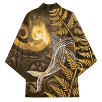 New Zealand Matariki Kimono Maori Koru With Humpback Whale Gold