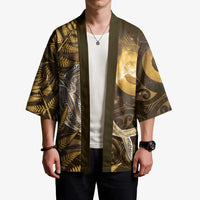 New Zealand Matariki Kimono Maori Koru With Humpback Whale Gold