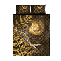 New Zealand Matariki Quilt Bed Set Maori Koru With Humpback Whale Gold