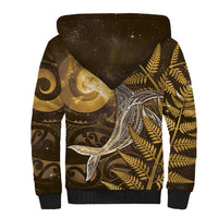 New Zealand Matariki Sherpa Hoodie Maori Koru With Humpback Whale Gold