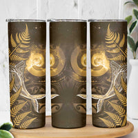 New Zealand Matariki Skinny Tumbler Maori Koru With Humpback Whale Gold LT05 - Polynesian Pride