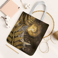 New Zealand Matariki Tote Bag Maori Koru With Humpback Whale Gold