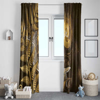 New Zealand Matariki Window Curtain Maori Koru With Humpback Whale Gold