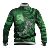 New Zealand Matariki Baseball Jacket Maori Koru With Humpback Whale Green