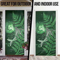 New Zealand Matariki Door Cover Maori Koru With Humpback Whale Green
