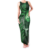 New Zealand Matariki Family Matching Tank Maxi Dress and Hawaiian Shirt Maori Koru With Humpback Whale Green LT05 Mom's Dress Green - Polynesian Pride