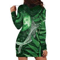 New Zealand Matariki Hoodie Dress Maori Koru With Humpback Whale Green