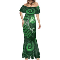 New Zealand Matariki Mermaid Dress Maori Koru With Humpback Whale Green