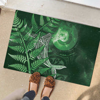 New Zealand Matariki Rubber Doormat Maori Koru With Humpback Whale Green