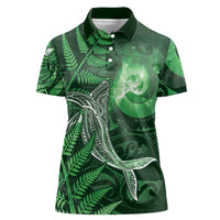 New Zealand Matariki Women Polo Shirt Maori Koru With Humpback Whale Green