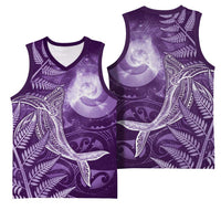 New Zealand Matariki Basketball Jersey Maori Koru With Humpback Whale Purple