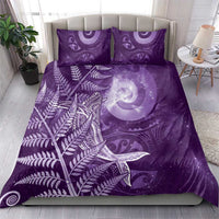 New Zealand Matariki Bedding Set Maori Koru With Humpback Whale Purple